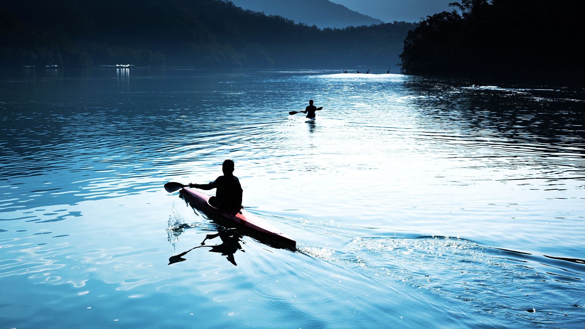 Kayaking on a lake