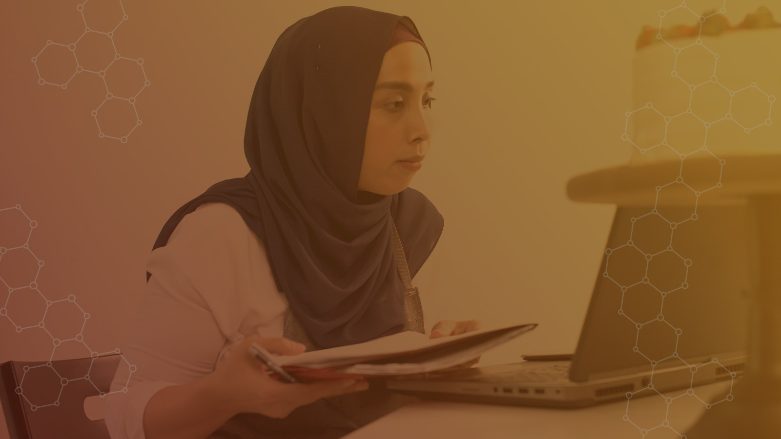 Woman working at laptop